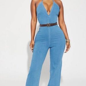 Stylish Blue Halter Jumpsuit